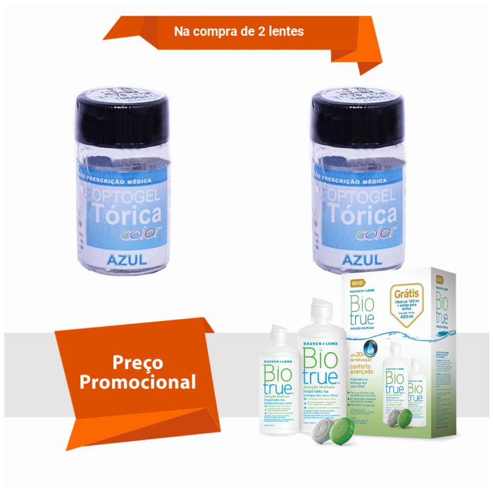 Combo Optogel Tórica Color para Astigmatismo Com BioTrue