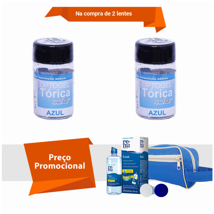 Combo Optogel Tórica Color para Astigmatismo Com Kit Renu Fresh