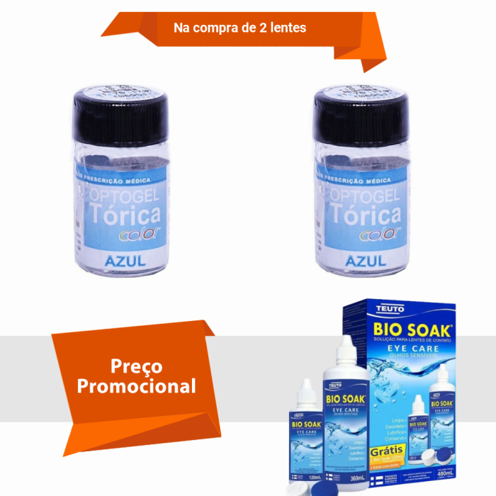 Combo Optogel Tórica Color para Astigmatismo Alto Grau Bio Soak