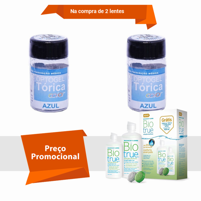 Combo Optogel Tórica Color para Astigmatismo Alto Grau BioTrue