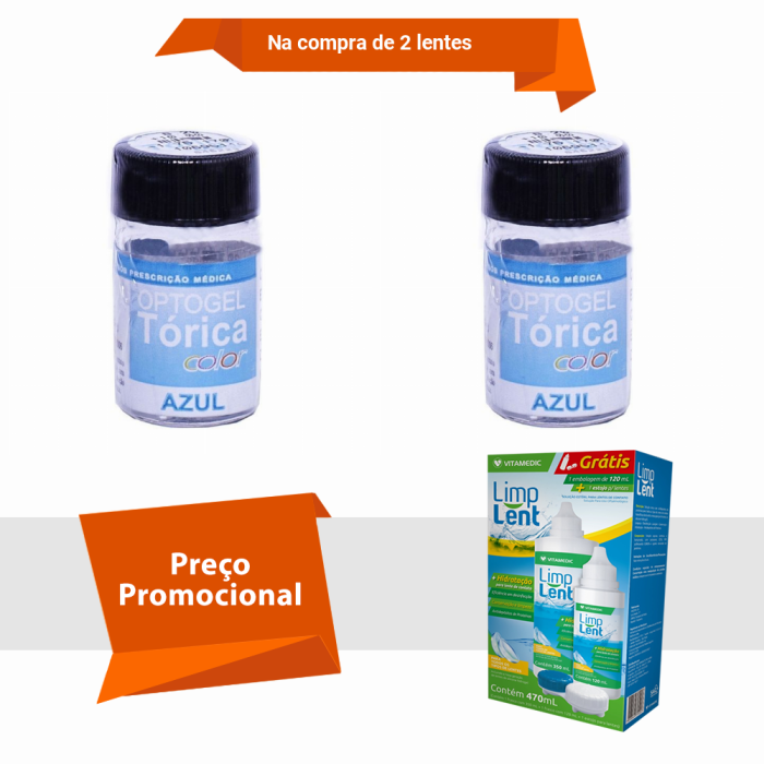Combo Optogel Tórica Color para Astigmatismo Alto Grau com Limp Lent