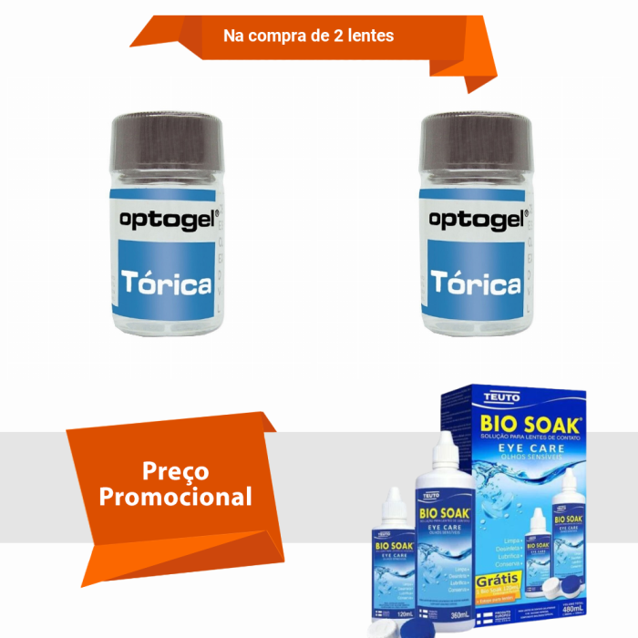 Combo Optogel Tórica para Astigmatismo Alto Grau Bio Soak