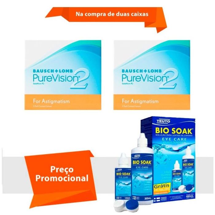 Combo Purevision 2 para Astigmatismo com Bio Soak