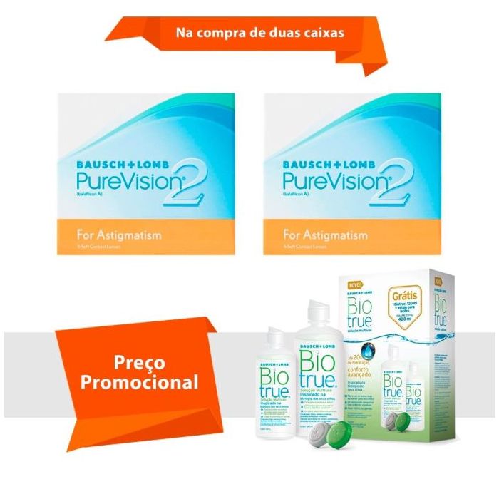 Combo Purevision 2 para Astigmatismo com Biotrue