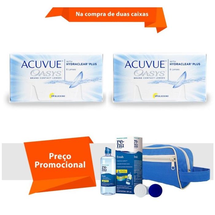 Combo Acuvue Oasys com Hydraclear Plus com Kit Renu Fresh