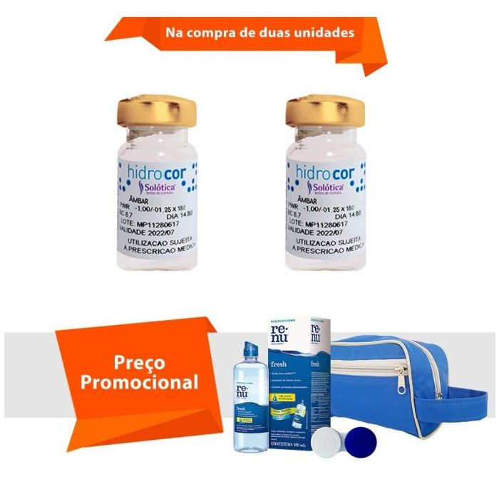 Combo Hidrocor Tórica para Astigmatismo com Kit Renu Fresh