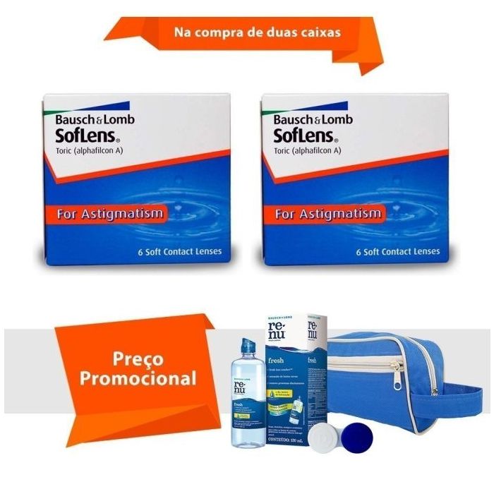 Combo Soflens Toric para Astigmatismo com Kit Renu Fresh
