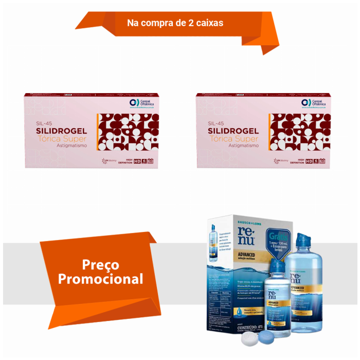 Combo Silidrogel Tórica para Astigmatismo Com Renu Advanced