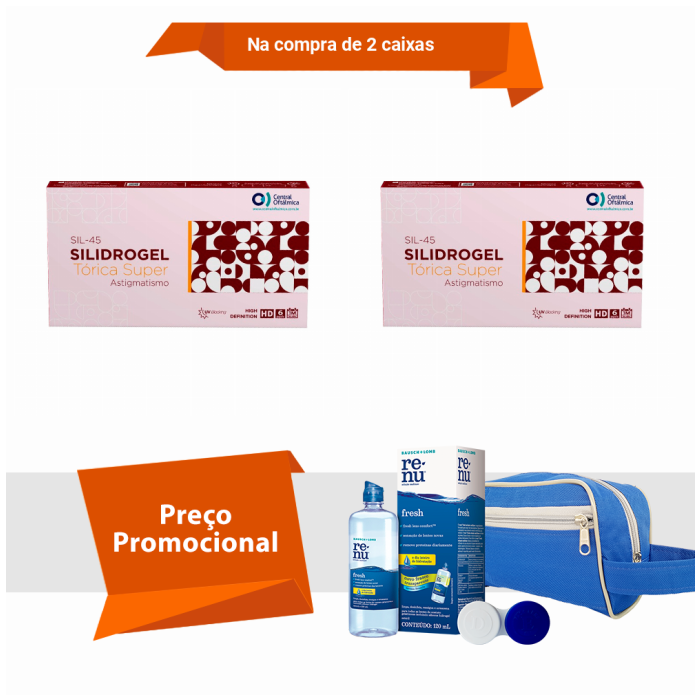 Combo Silidrogel Tórica para Astigmatismo Com Kit Renu Fresh
