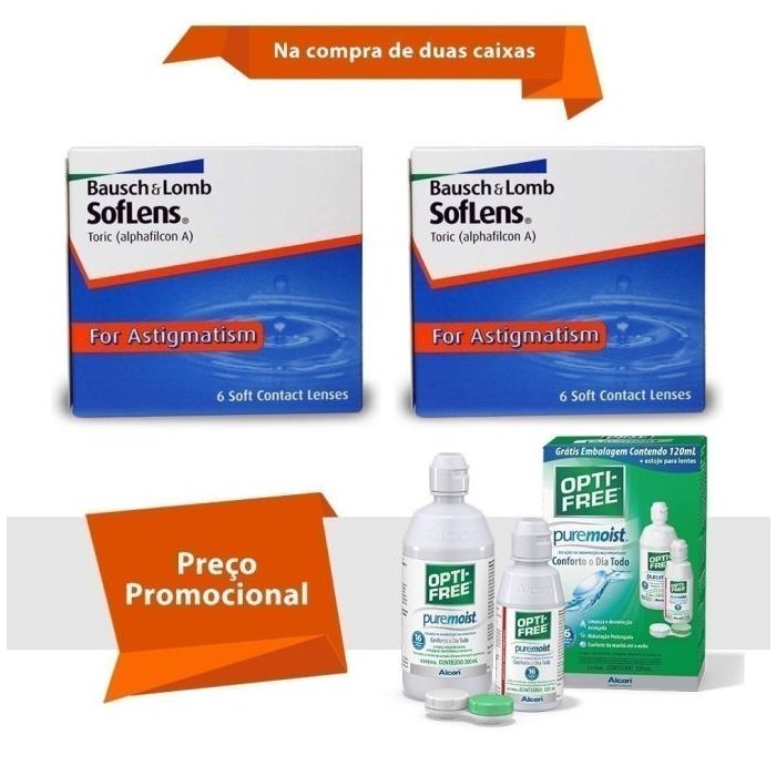 Combo Soflens Toric para Astigmatismo com Opti Free