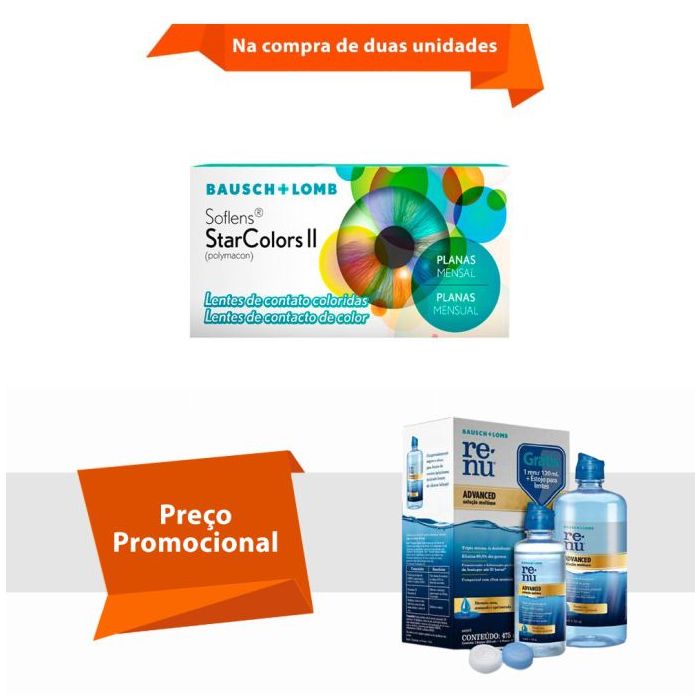 Combo Soflens Starcolors II Sem Grau Com Renu Advanced