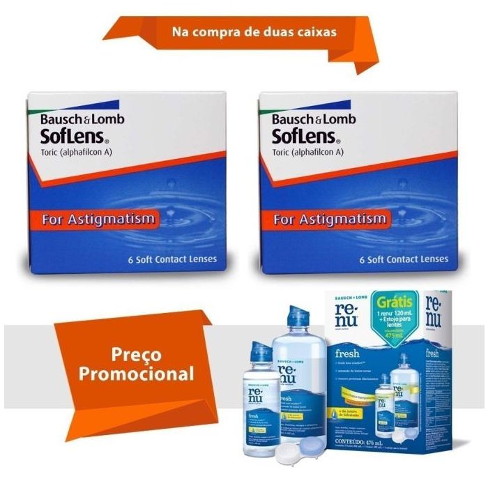 Combo Soflens Toric para Astigmatismo com Renu Fresh