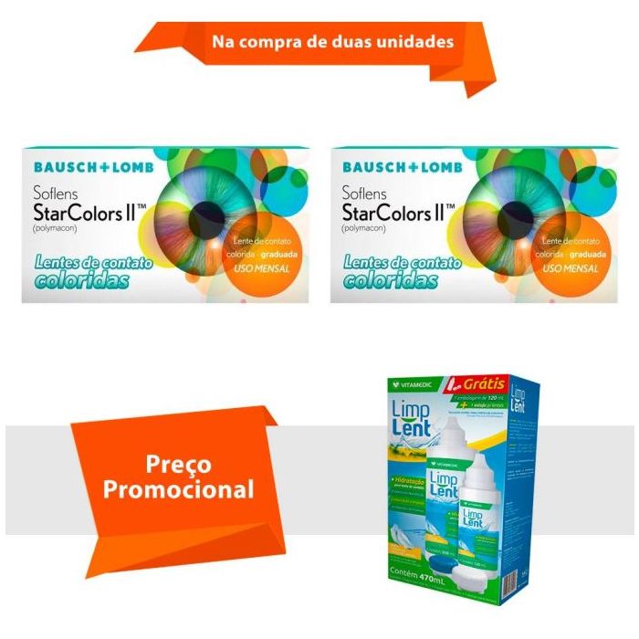 Combo Soflens Starcolors II Com Grau com Limp Lent