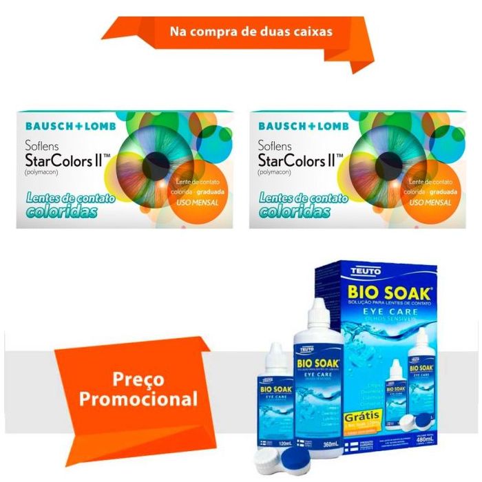 Combo Soflens Starcolors II Com Grau com Bio Soak