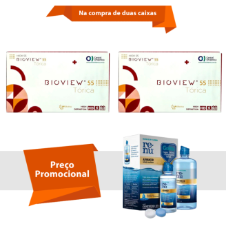 Combo Bioview 55 UV Tórica Com Renu Advanced