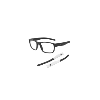 Óculos de Grau HB Polytech 0513-0849-54 Retangular e Acetato MATTE BLACK + HASTE PEARLED WHITE