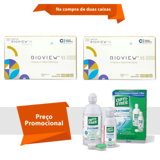 Combo Bioview 55 UV Asférica Com Opti Free