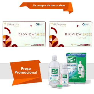 Combo Bioview 55 UV Tórica Com Opti Free