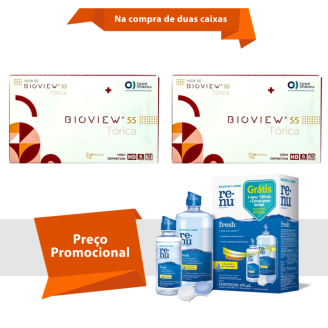 Combo Bioview 55 UV Tórica Com Renu Fresh