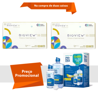 Combo Bioview 55 UV Asférica Com Renu Fresh