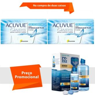 Combo Acuvue Oasys para Astigmatismo com Hydraclear Plus com Renu Advanced
