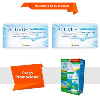 Combo Acuvue Oasys para Astigmatismo com Hydraclear Plus com Limp Lent