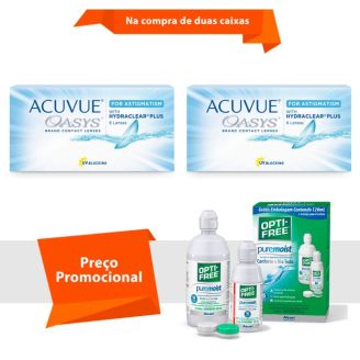 Combo Acuvue Oasys para Astigmatismo com Hydraclear Plus com Opti Free