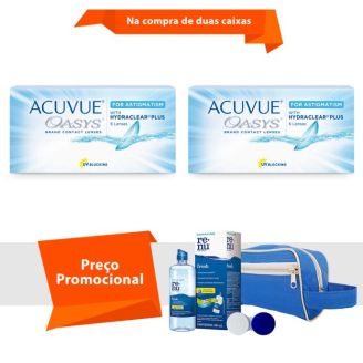 Combo Acuvue Oasys para Astigmatismo com Hydraclear Plus com Kit Renu Fresh