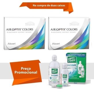 Combo Air Optix Colors com Grau com Opti Free