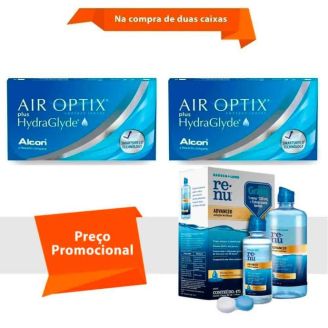 Combo Air Optix Plus Hydraglyde com Renu Advanced