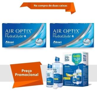 Combo Air Optix Plus Hydraglyde com Renu Fresh
