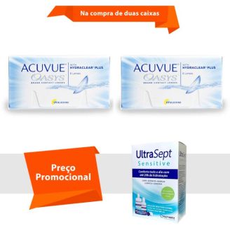 Combo Acuvue Oasys com Hydraclear Plus com UltraSept Sensitive