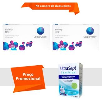 Combo Biofinity Toric com UltraSept Sensitive