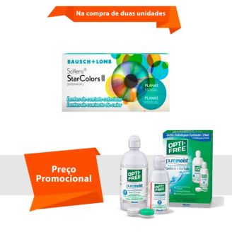 Combo Soflens Starcolors II Sem Grau com Opti Free