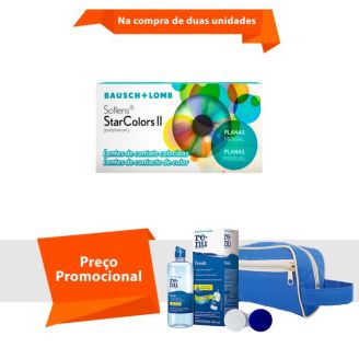 Combo Soflens Starcolors II Sem Grau com Kit Renu Fresh