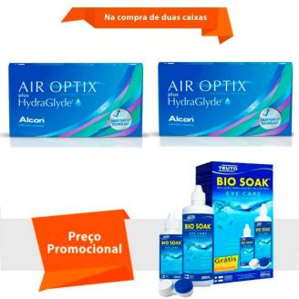 Combo Air Optix Plus Hydraglyde com Bio Soak