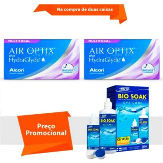 Combo Air Optix plus HydraGlyde Multifocal com Bio Soak