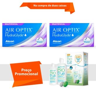 Combo Air Optix plus HydraGlyde Multifocal com BioTrue
