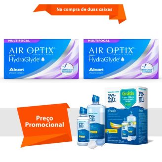 Combo Air Optix plus HydraGlyde Multifocal com Renu Fresh