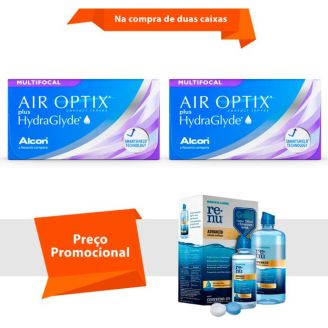 Combo Air Optix plus Hydraglyde Multifocal com Renu Advanced