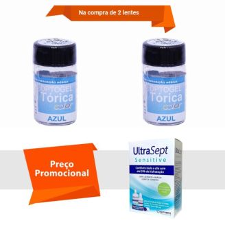 Combo Optogel Tórica Color para Astigmatismo Com UltraSept Sensitive