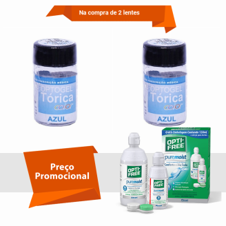 Combo Optogel Tórica Color para Astigmatismo Alto Grau com Opti Free