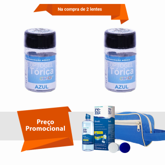 Combo Optogel Tórica Color para Astigmatismo Alto Grau com Kit Renu Fresh