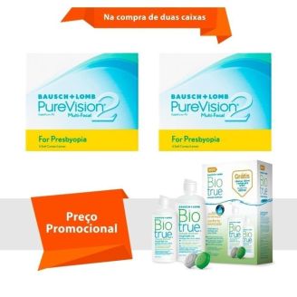 Combo Purevision 2 Multifocal para Presbiopia com Biotrue
