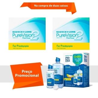 Combo Purevision 2 Multifocal para Presbiopia com Renu Fresh