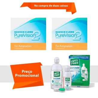 Combo Purevision 2 para Astigmatismo com Opti Free