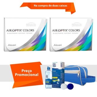 Combo Air Optix Colors com Grau com Kit Renu Fresh