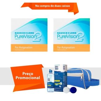 Combo Purevision 2 para Astigmatismo com Kit Renu Fresh