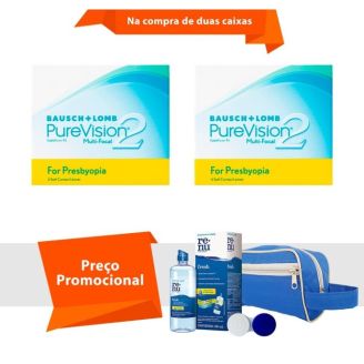 Combo Purevision 2 Multifocal para Presbiopia com Kit Renu Fresh