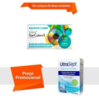 Combo Soflens Starcolors II Sem Grau com UltraSept Sensitive